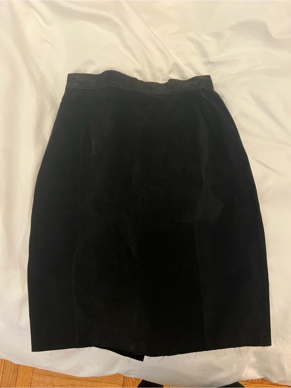 Vintage Black 100% Leather/suede Pencil Skirt